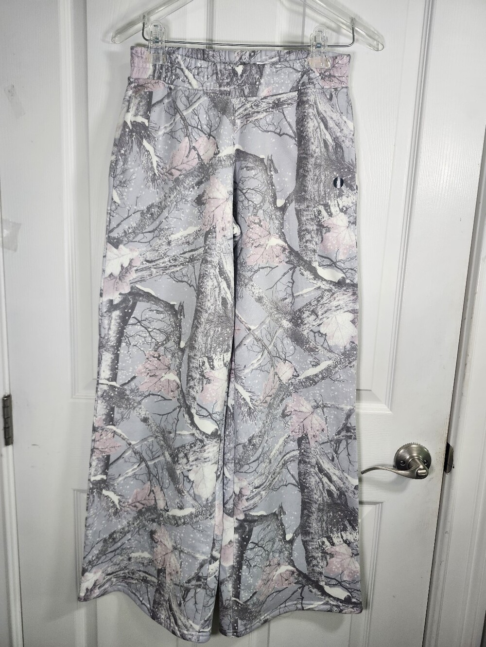 Hollister Gray Pink White Camo Elastoc Waist Pocket Wide-Leg Sweatpants S XS NWT